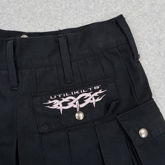 Utilikilts Tactical Kilt Mens 30 x 21 Black Solid Pleated Made in USA Pockets - Picture 6 of 7